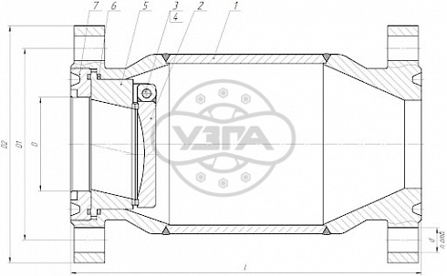 Клапан обратный поворотный фланцевый Dn100 Pn100 08Х18Н10Т