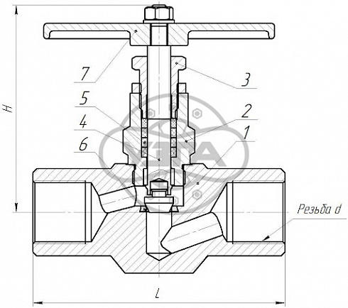 Клапан запорный Dn15 Pn25 муфтовый 09Г2С 15лс68нж