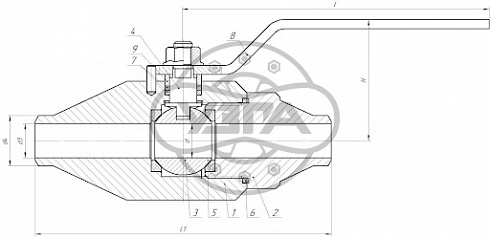 Кран шаровой разборный двухсоставной под приварку Dn20 Pn40 12Х18Н10Т 11нж45п