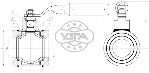 Кран шаровой типа ГШК с укороченной длиной межфланцевый Dn100 Pn6 09Г2С