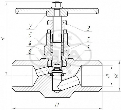 Клапан запорный Dn40 Pn63 под приварку Ст. 20 15с52нж